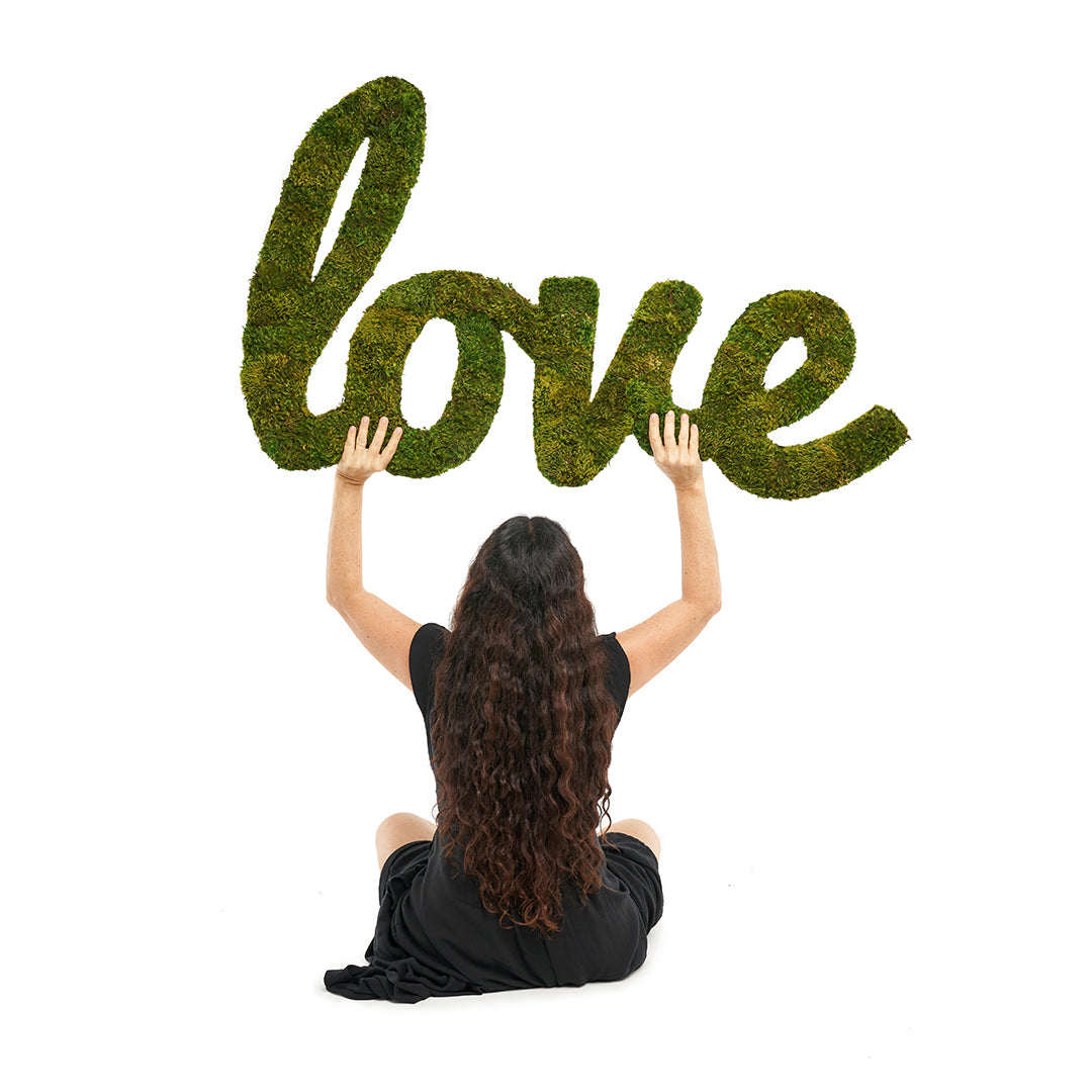 Moss Sign - "Love" Cursive (48" W x 28" H)