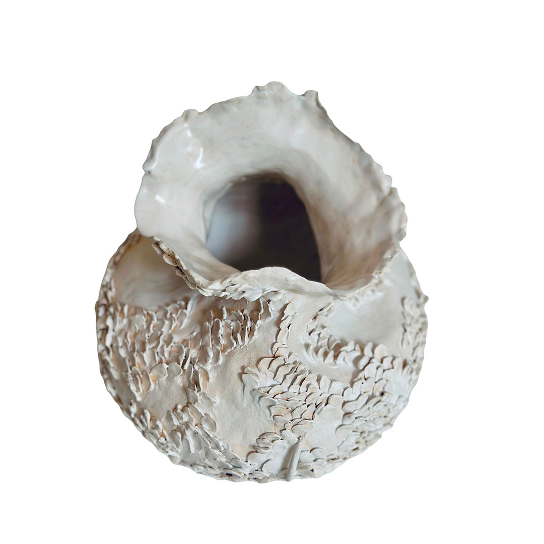 Ancient Sea White Vase 2 by Consuelo Becerra