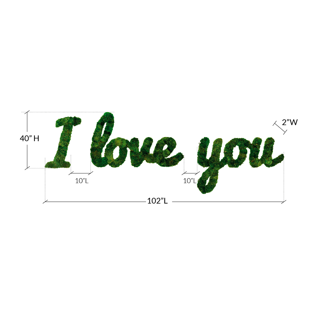 Moss Sign - "I Love You" Cursive Plant the Future