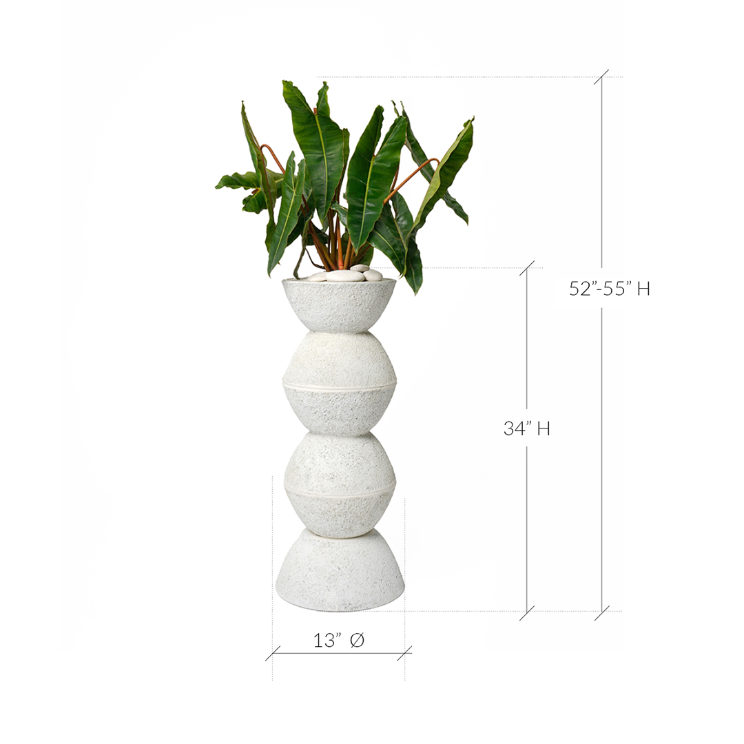 Totem Sculpture White 6 Philodendron Billietiae
