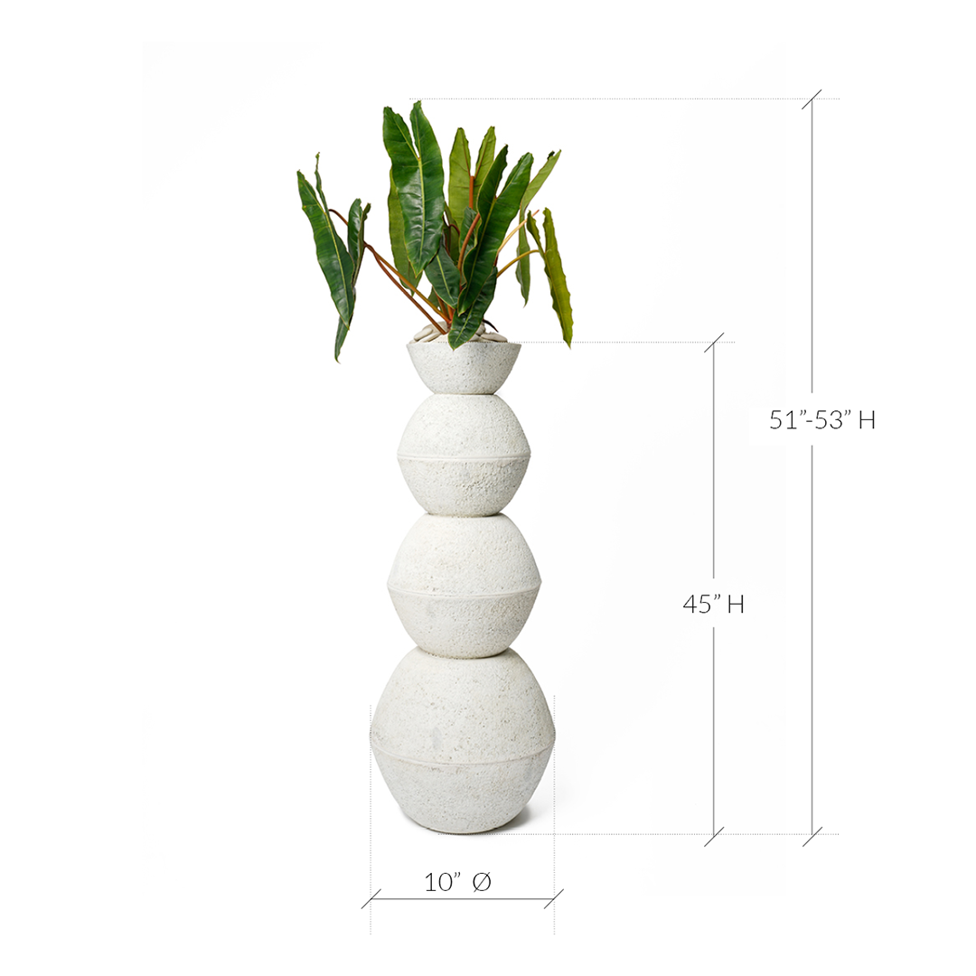 Totem Sculpture White 7 Philodendron Billietiae