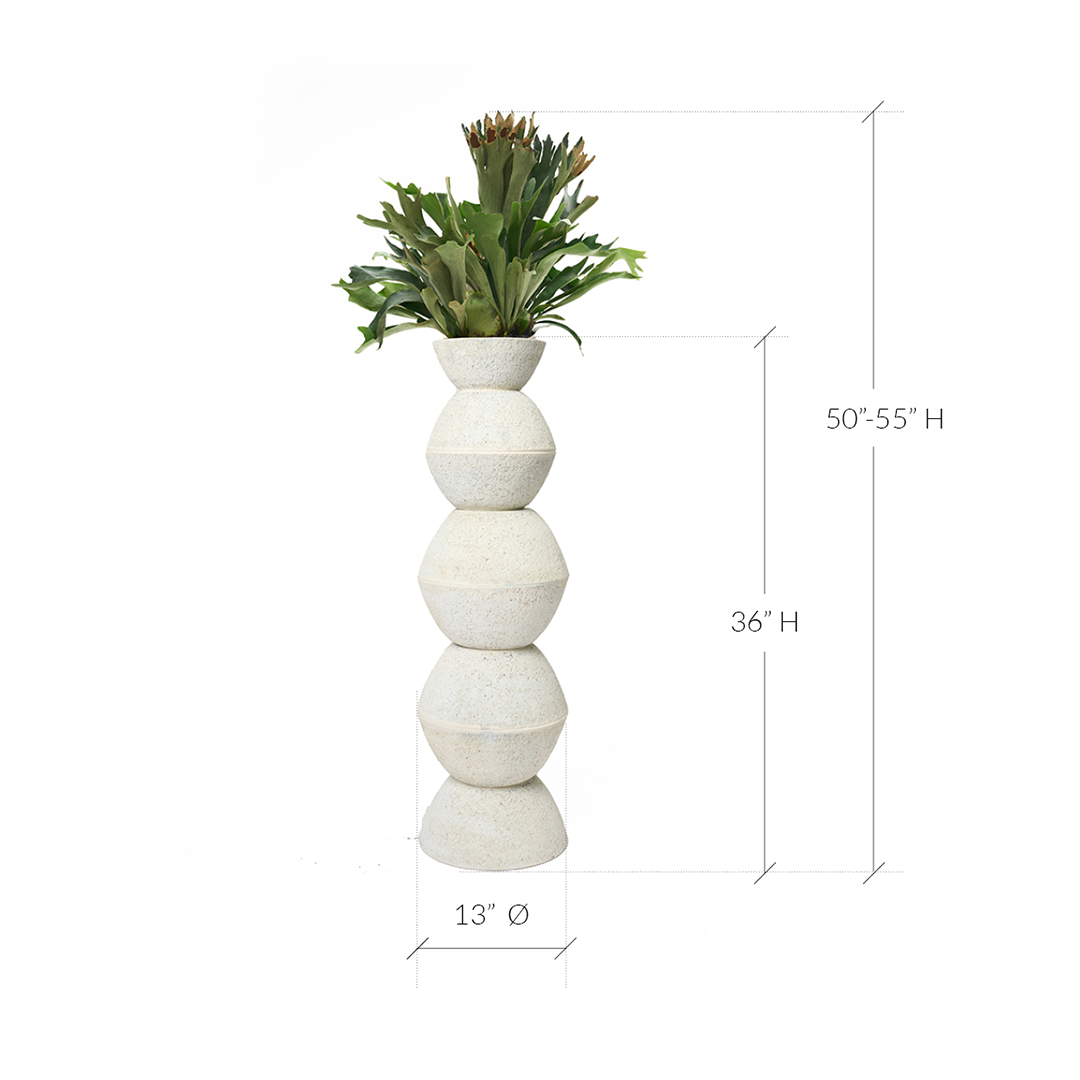Totem Sculpture White 8 with Staghorn Fern