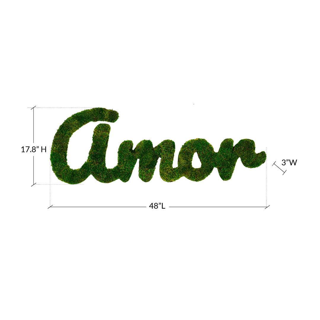 Moss Sign - "Amor" Cursive Plant the Future