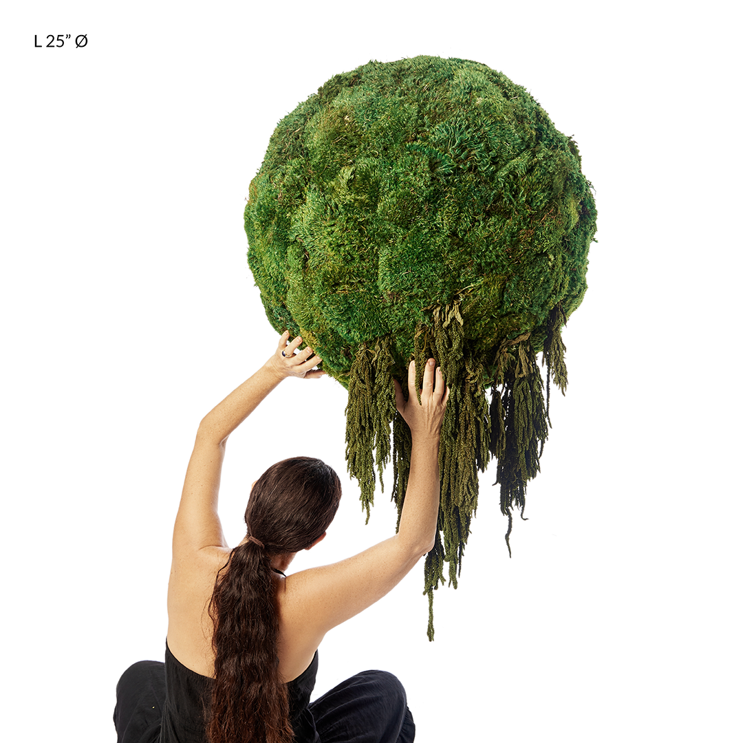 Hanging Moss Sphere with Amaranthus