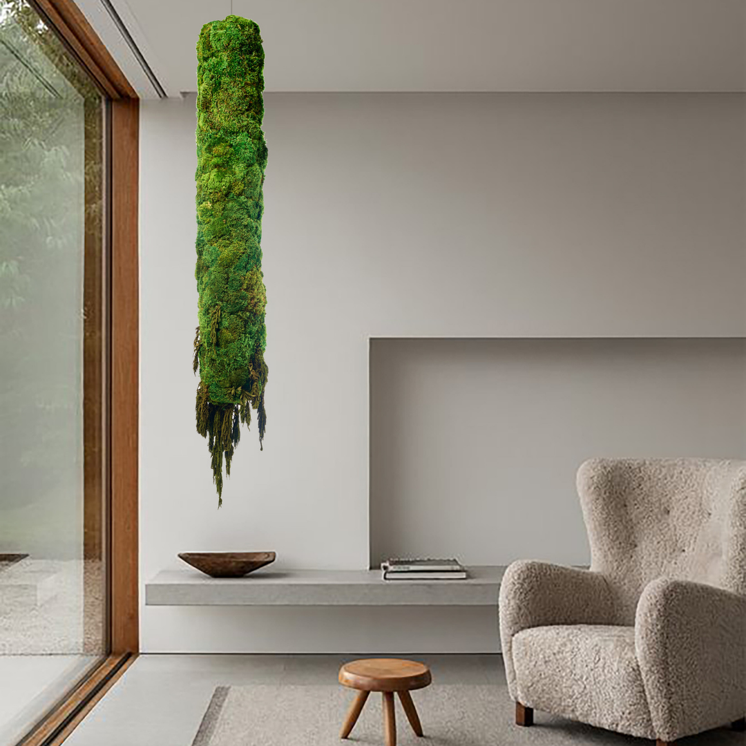 Hanging Moss Cylinder with Amaranthus