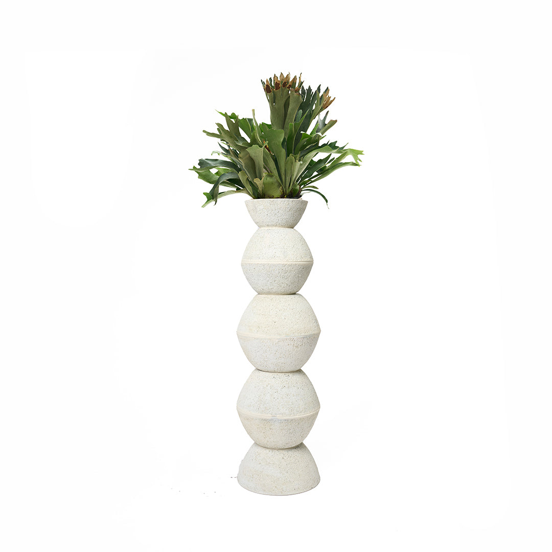 Totem Sculpture White 8 with Staghorn Fern