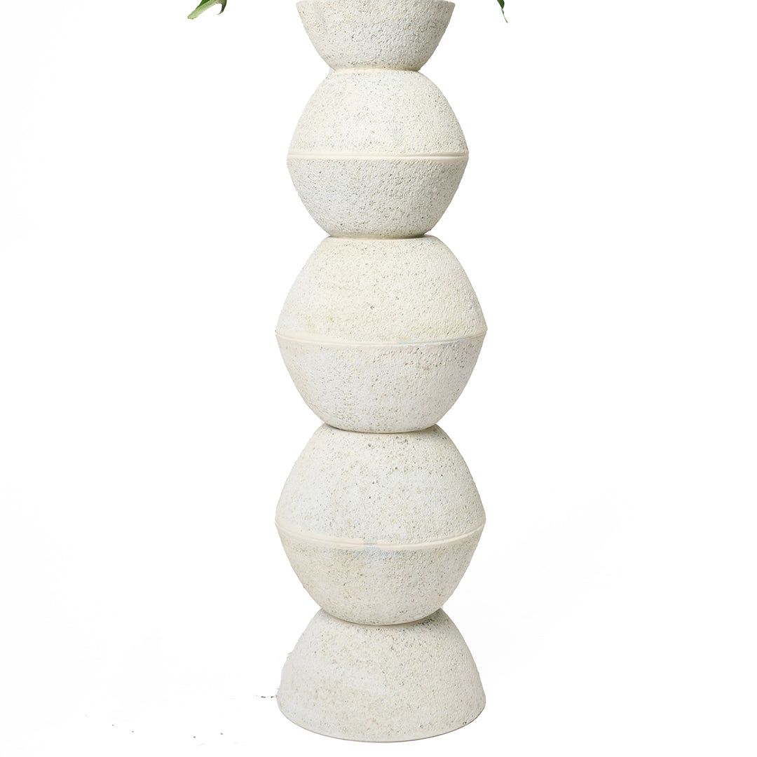 Totem Sculpture White 8 with Staghorn Fern