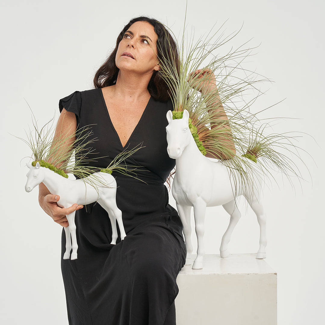 Upcycled Toy Horse Figurine - Large Standing - Juncea Airplants Plant the Future