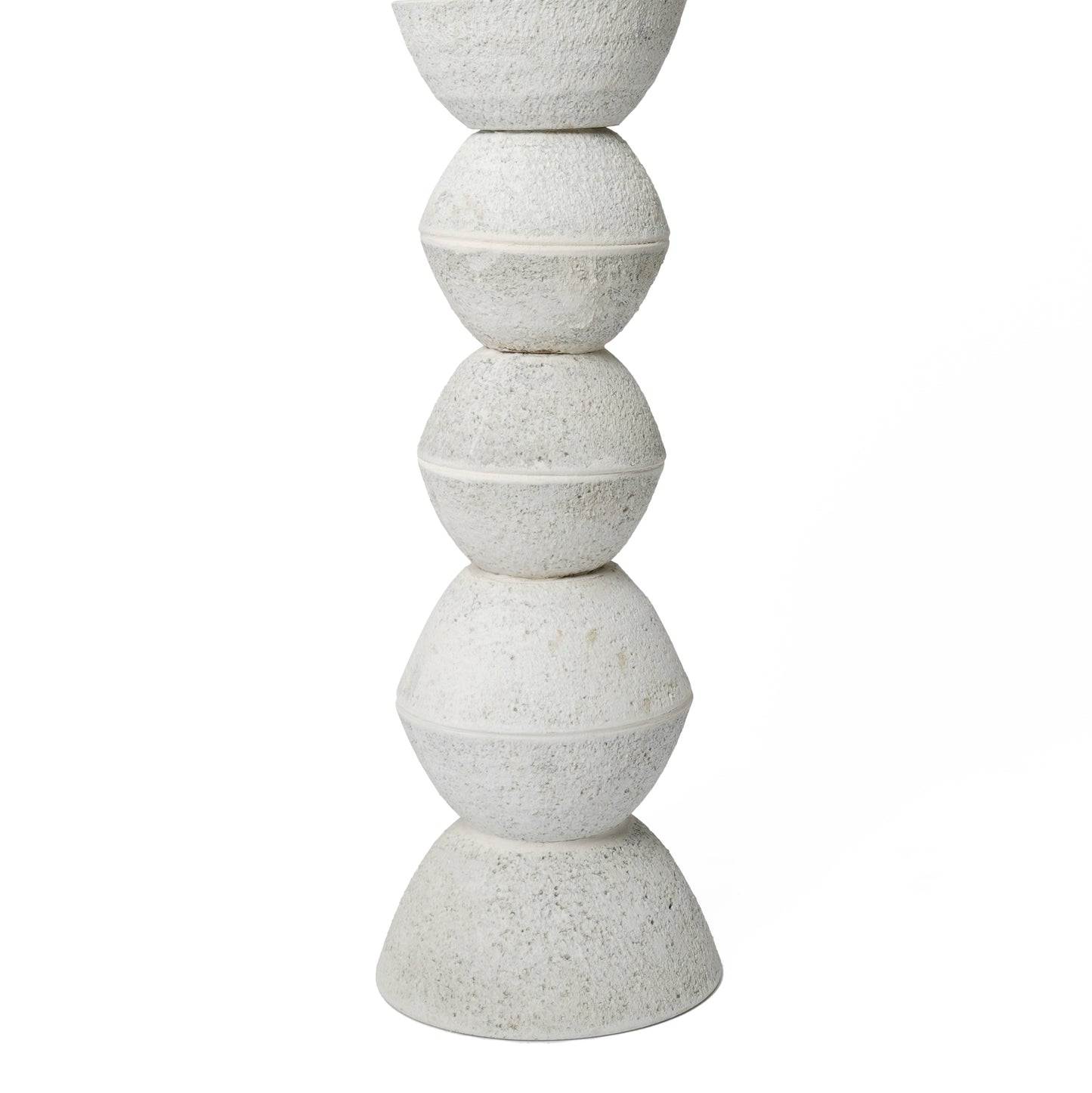 Totem Sculpture White 8 with Philodendron Billietiae
