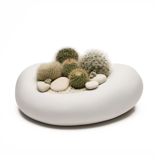 Ceramic Balloon Bowl White  Low Garden