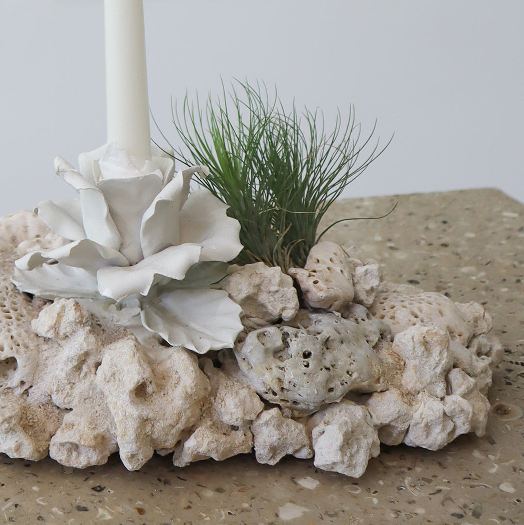 Keystone Vase with Porcelain Flowers Candle Holder Plant the Future