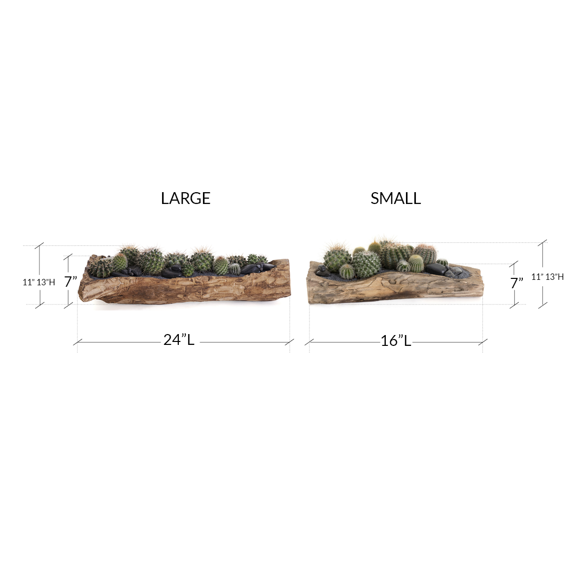 Natural Wood Trough - Low Green Garden