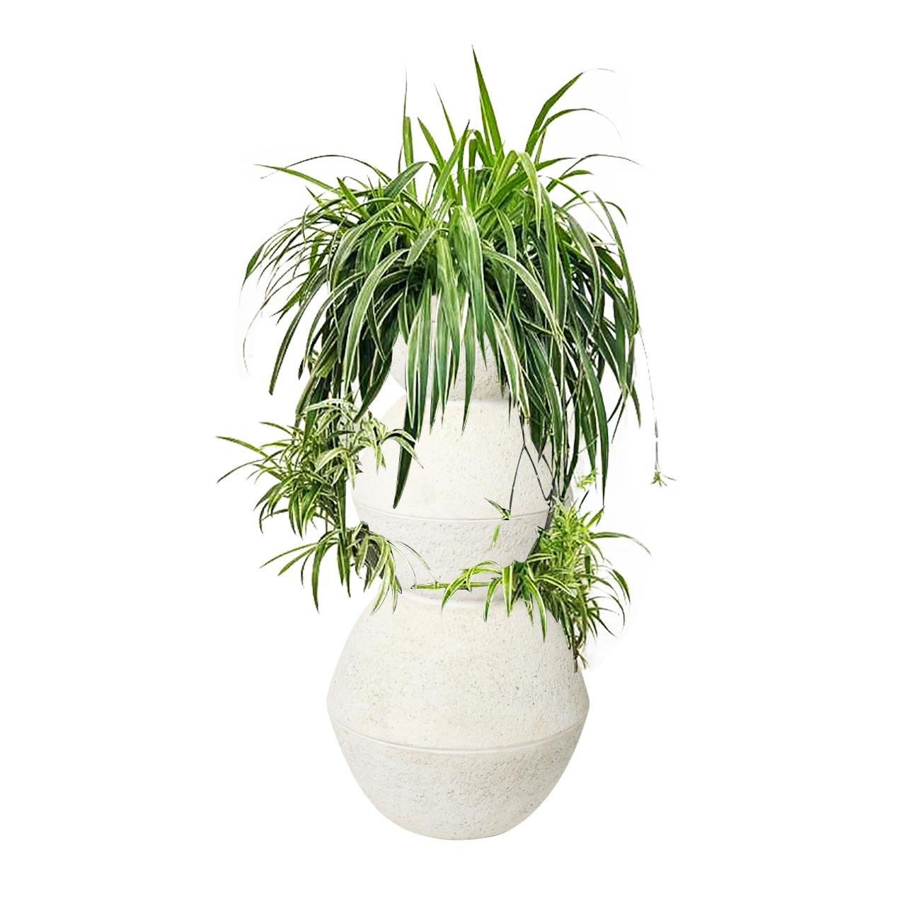 Totem Sculpture with Spider Plant