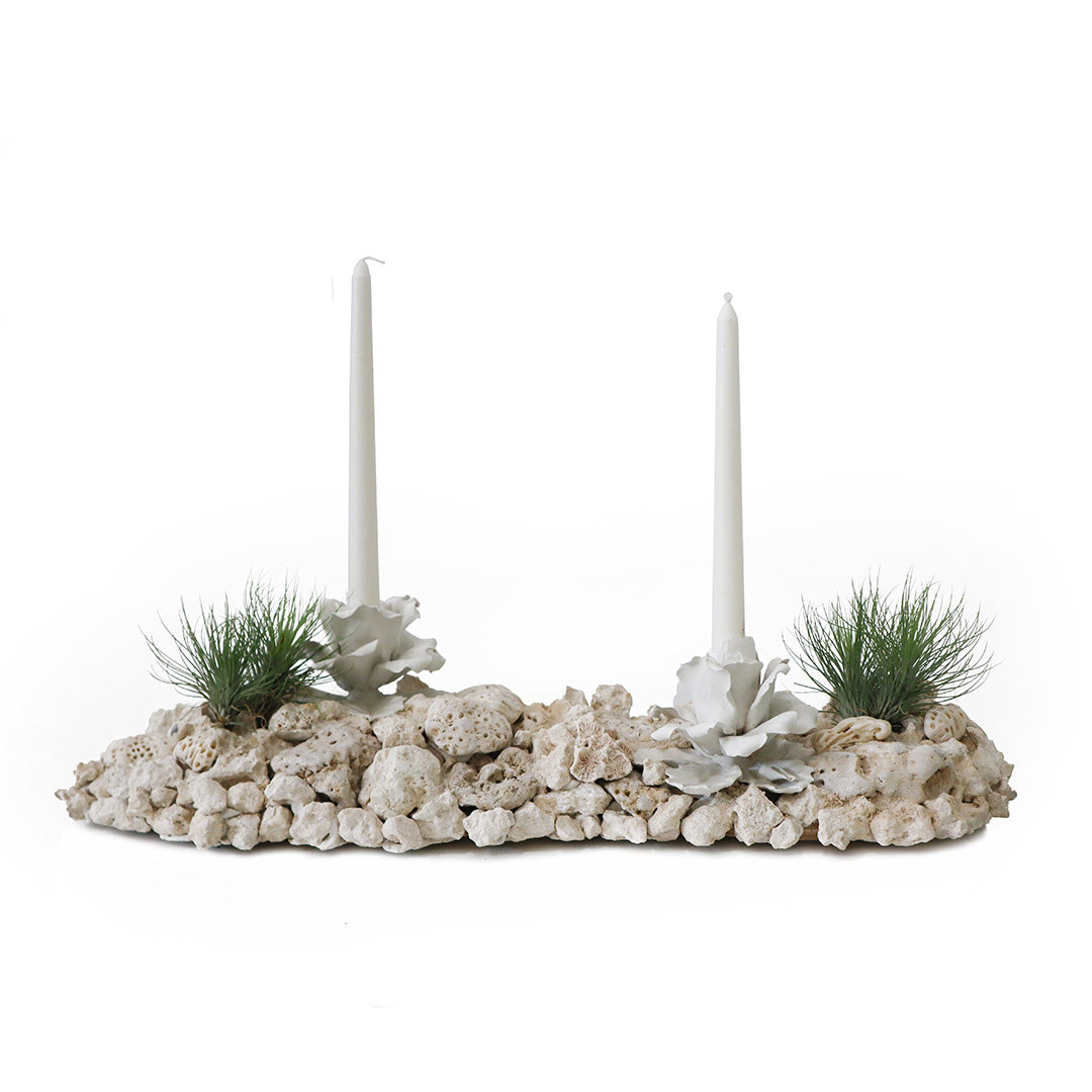 Keystone Vase with Porcelain Flowers Candle Holder Plant the Future