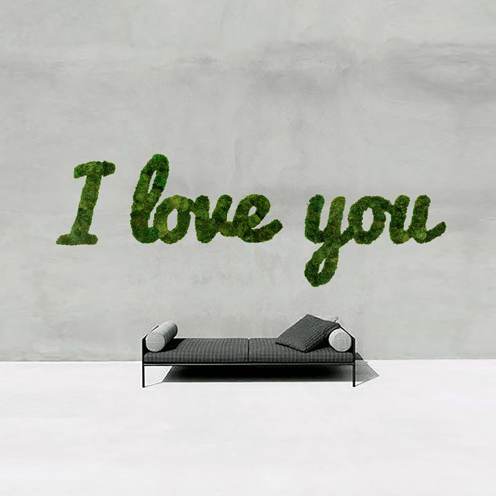 Moss Sign - "I Love You" Cursive (10' W x 3' H)